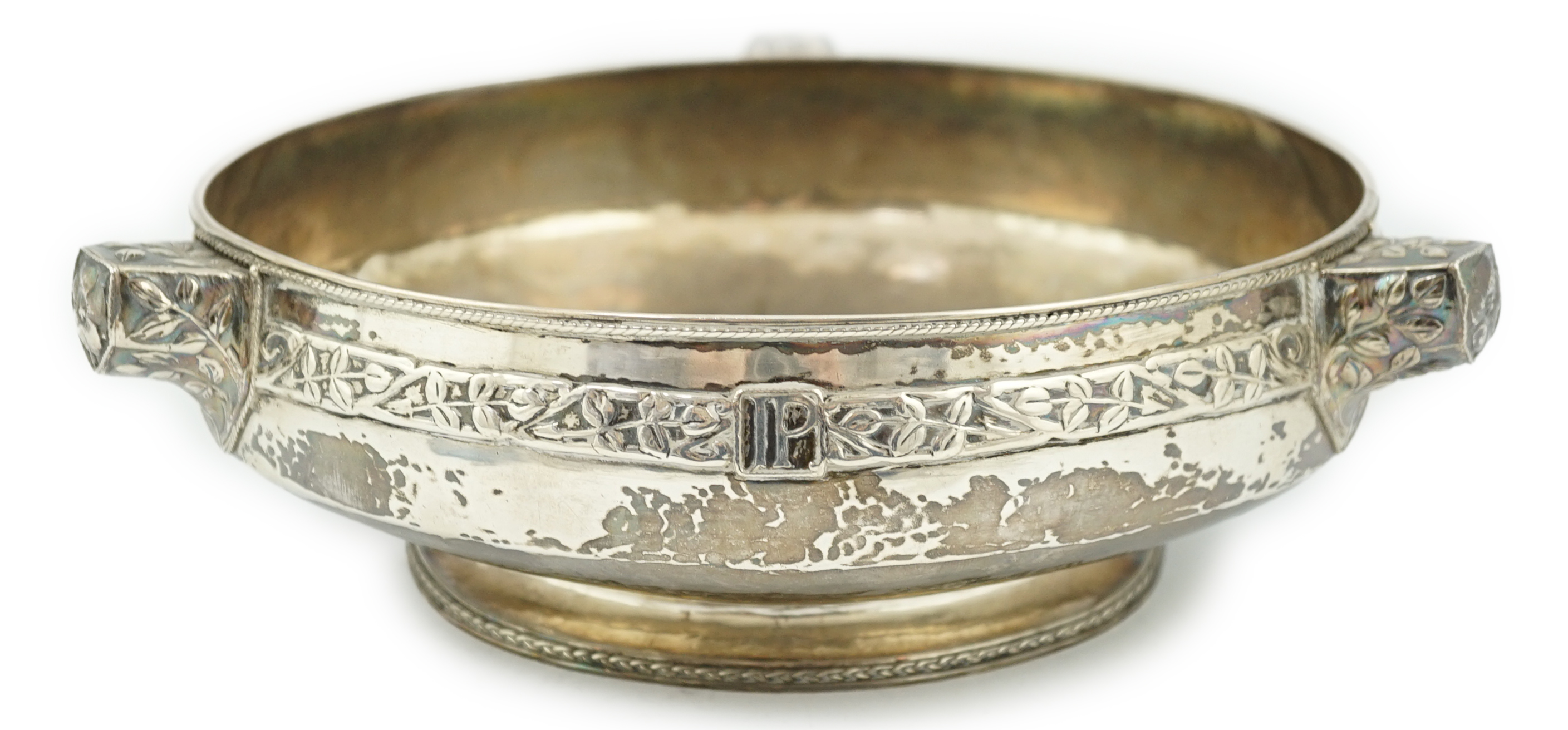 A George V Arts & Crafts silver shallow fruit bowl by John Sidney Reeve (member of the Guild of Handicraft)